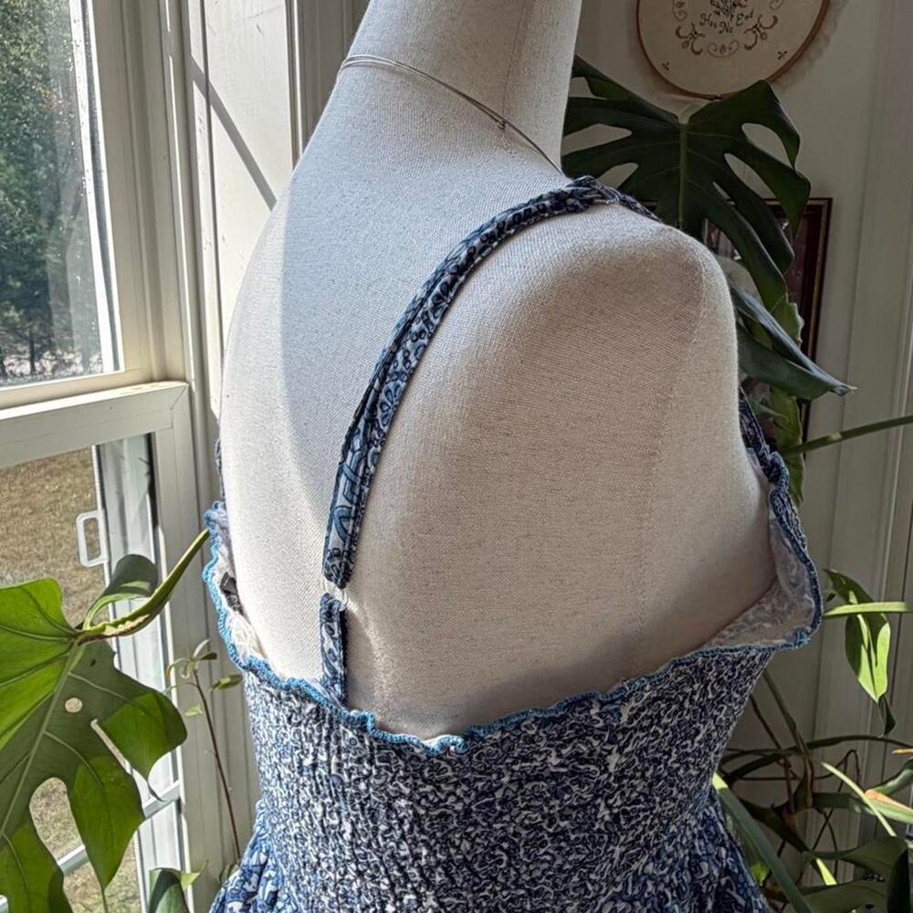 Boho Floral Ruched Ruffle Top Small - Picture 4 of 6